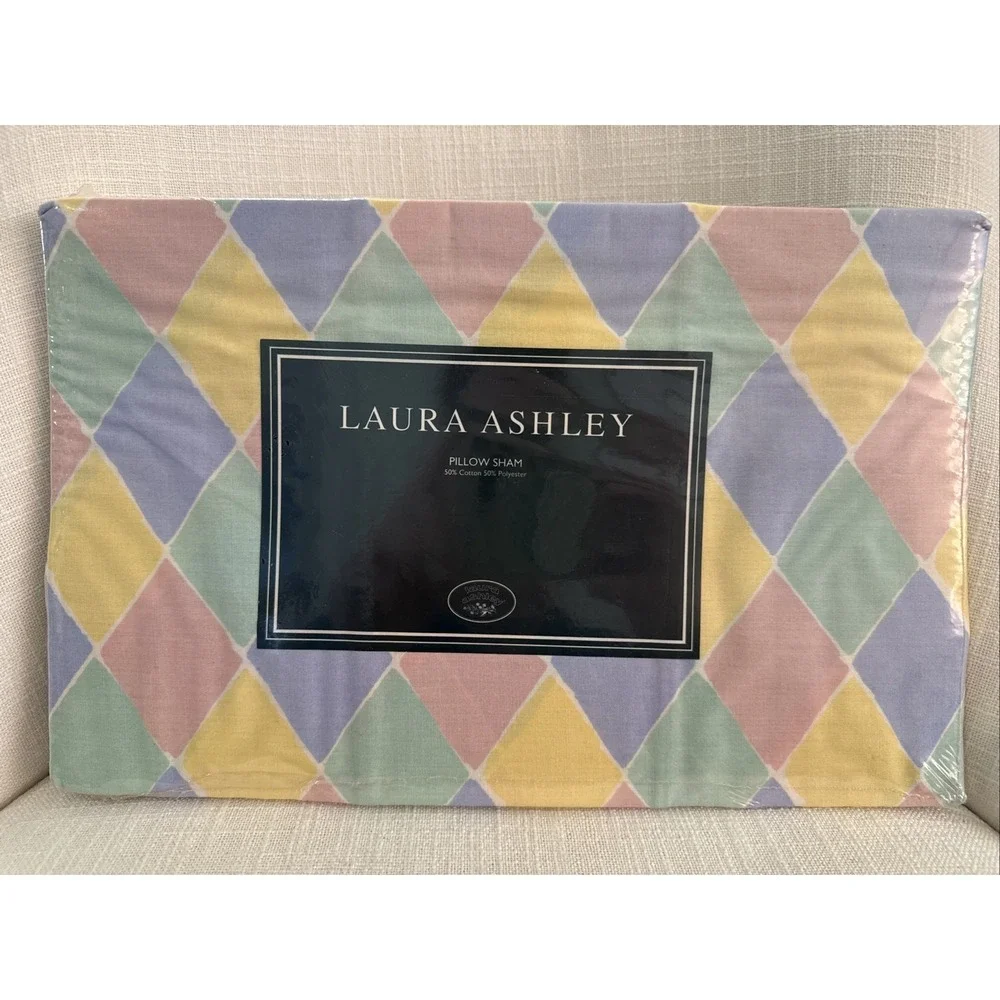 Laura Ashley Home Pillow Sham‎ Diamond Rose 50% Cotton Brand New Pastel NOS